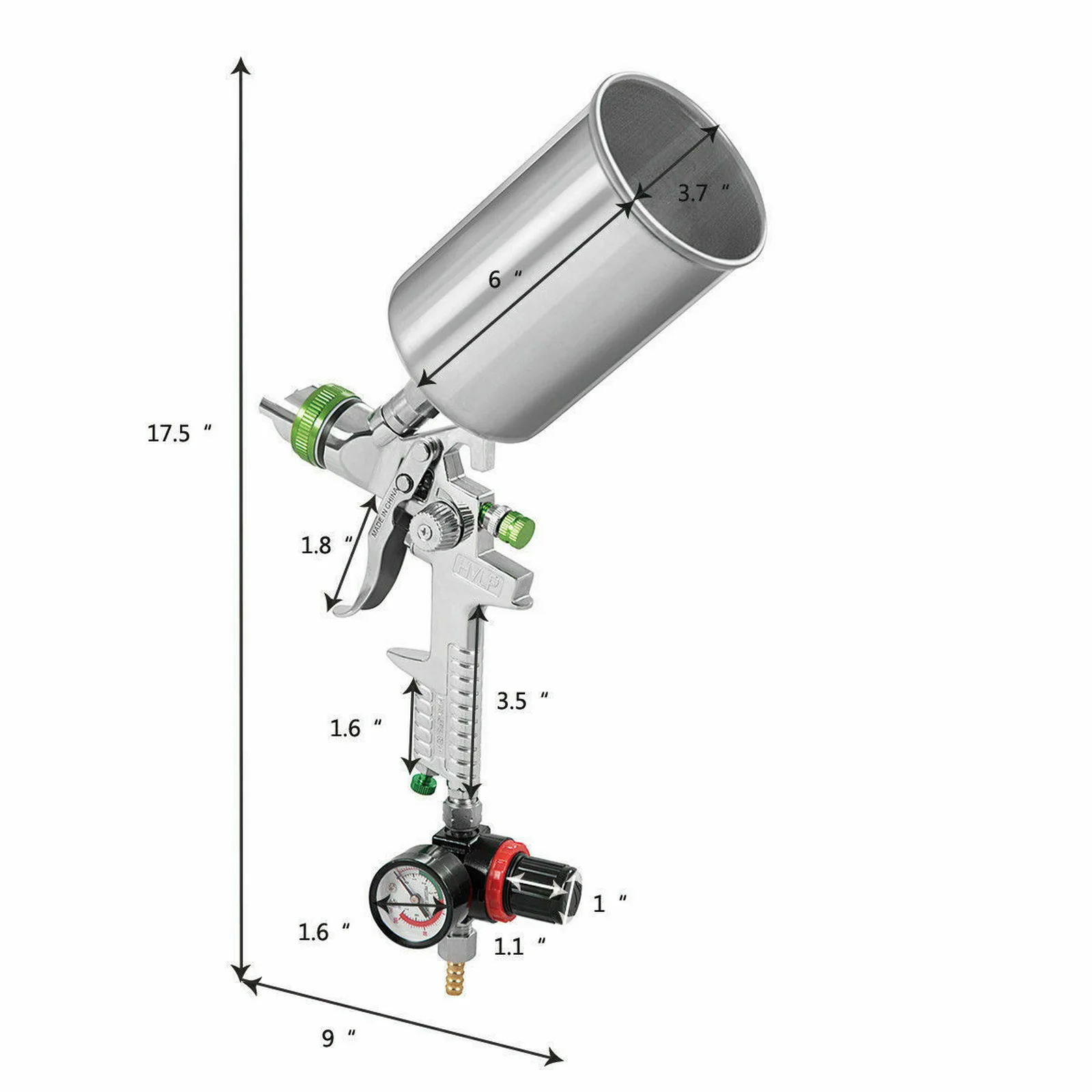 

Airbrush High Quality 2.5mm HVLP Gravity Feed SPRAY GUN Kit with Regulator Paint Gun Primer Metal Flake 1L Air Spray Gun