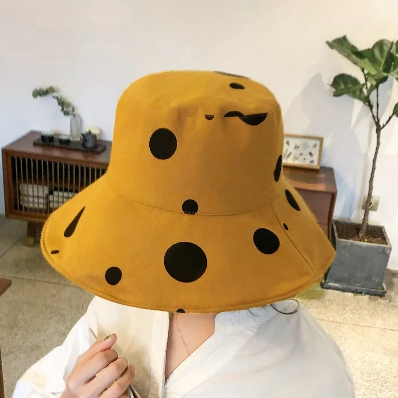 Летняя широкополая шляпа с волнистыми полями и принтом в виде беспорядочных пятен INS для женщин, защищающая от солнца, складная, из хлопка, рыбацкий кепи.