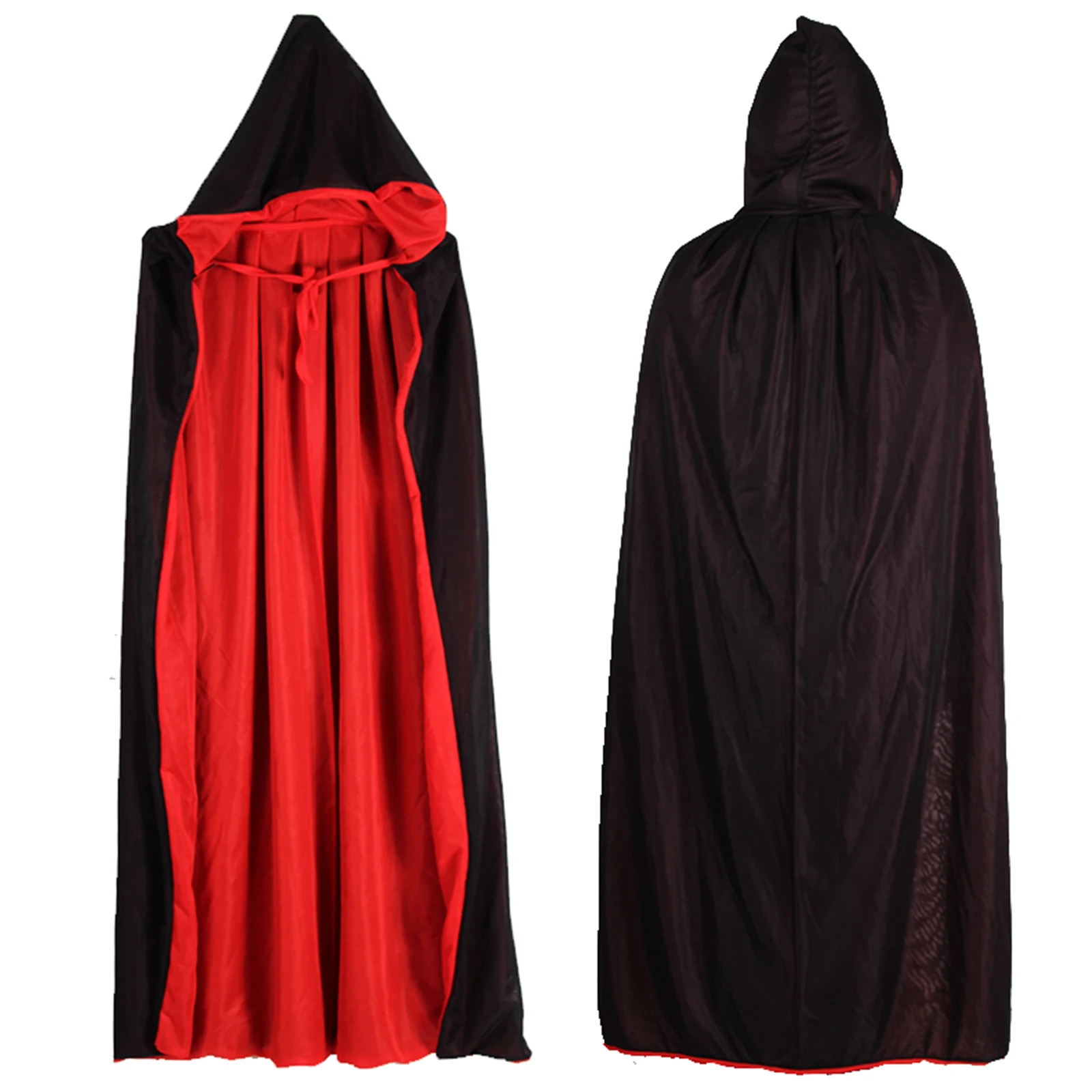

Hooded Vampire Cape Black Red Cloak Capes Reversible Dress Up Kids Cosplay Wizard Witch Vampires Costume 140cm Length
