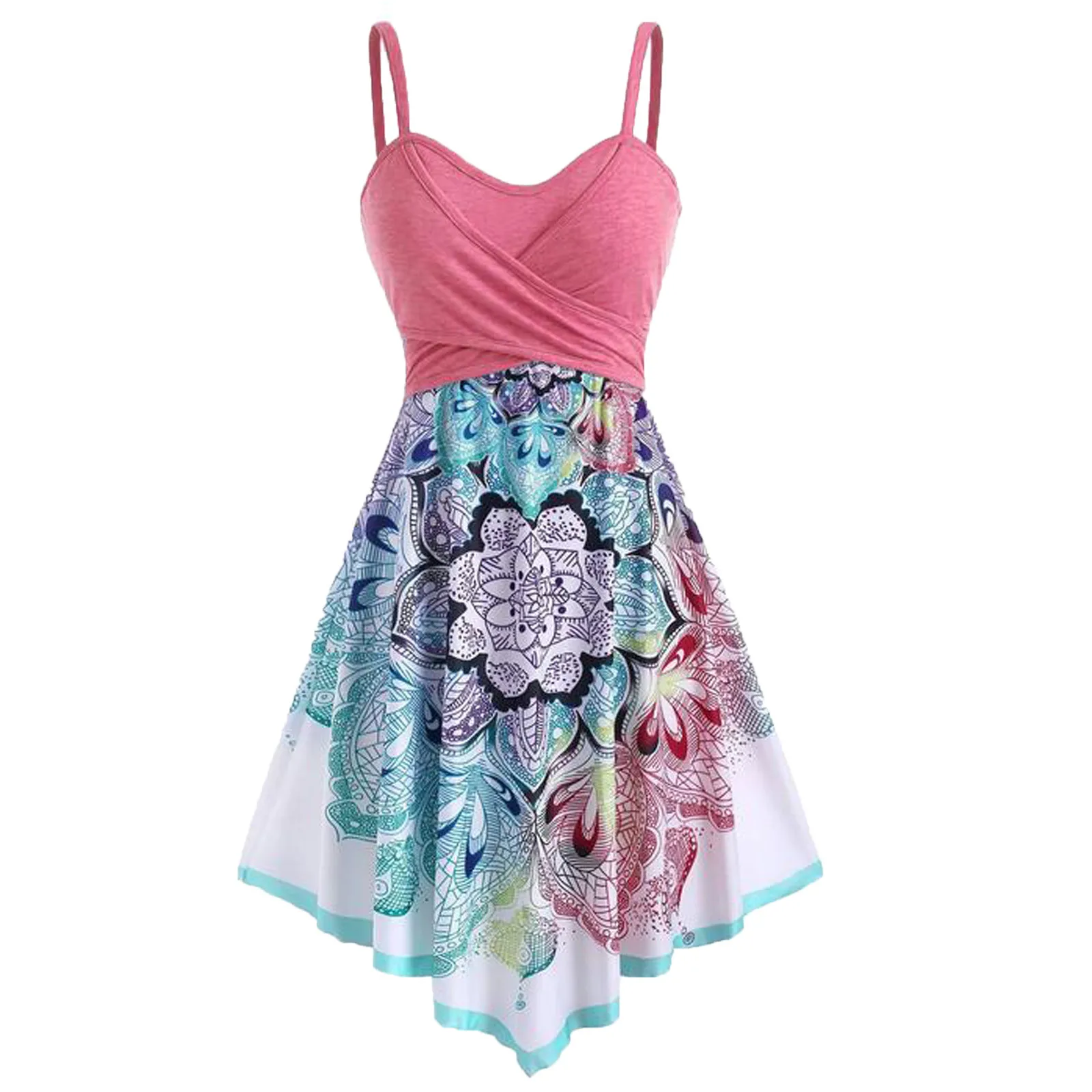 2021 Новое модное Женское Повседневное Платье-майка без рукавов с принтом женские