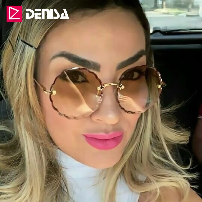 DENISA бренд унисекс винтажные Круглые Солнцезащитные очки женские ретро очки мужские солнцезащитные очки без оправы женские UV400 zonnebril dames G31199