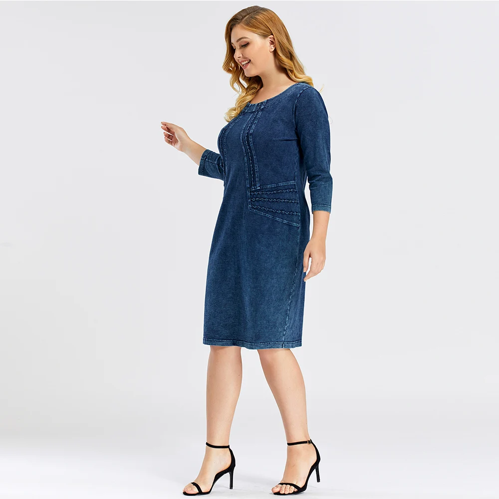 Женское джинсовое платье LIH HUA облегающее из стрейча премиум-размера плюс