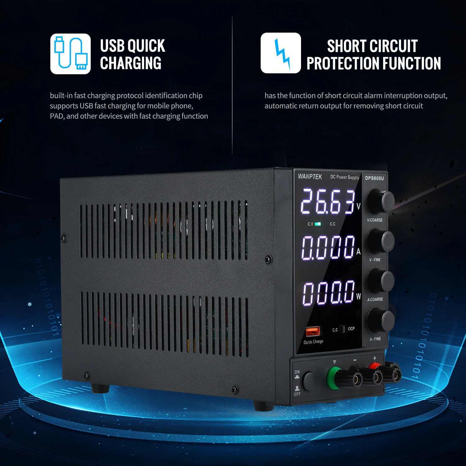 WANPTEK DPS605U 0-60 в 0-5A 300 Вт импульсный источник питания постоянного тока 4 знака