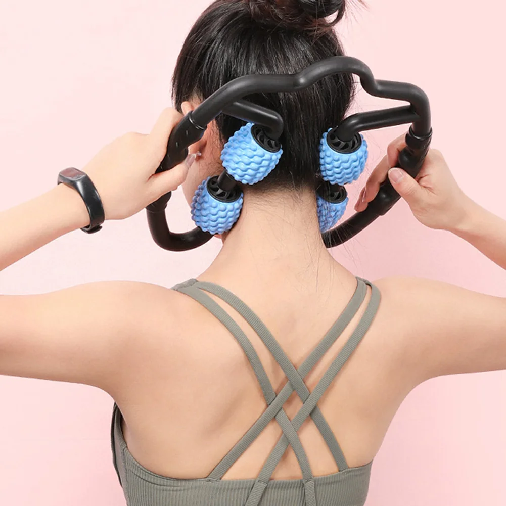 

U Shape Trigger Point Massage Roller for Arm Leg Neck Muscle Tissue for Fitness Gym Yoga Pilates Sports 4 Wheel Roller Hot Sale