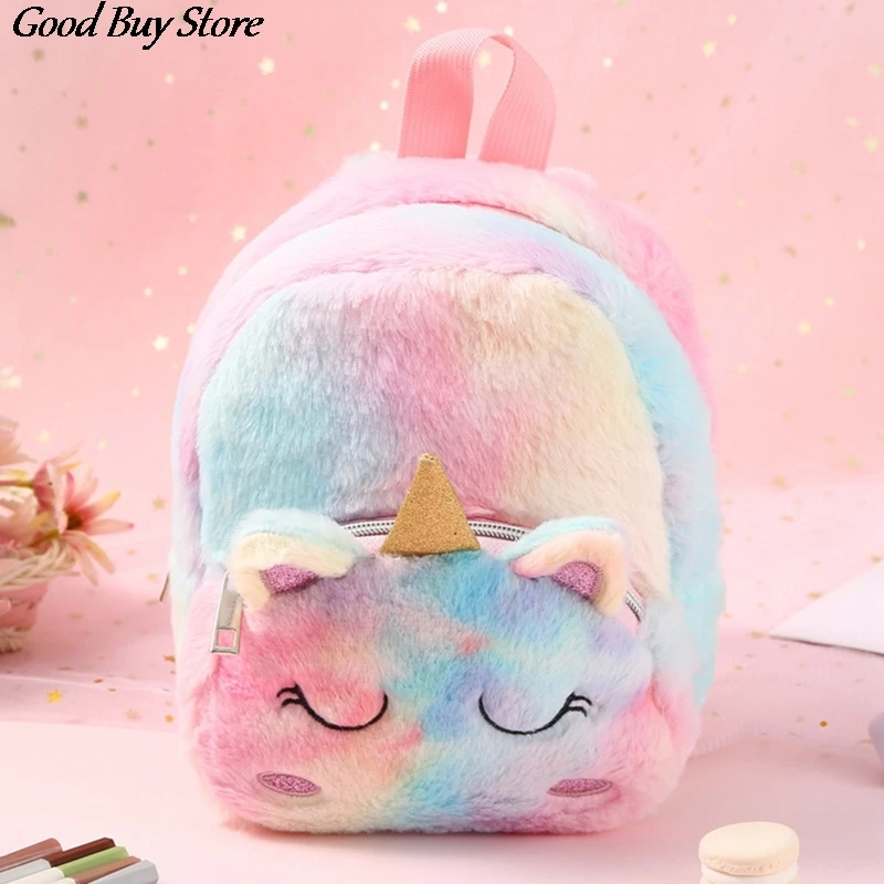 Cute Animal Fashion Backpack Children Soft Fur Schoolbag Winter Autumn Comfortable Kidergarten Kids Child Plush Backpacks Purse