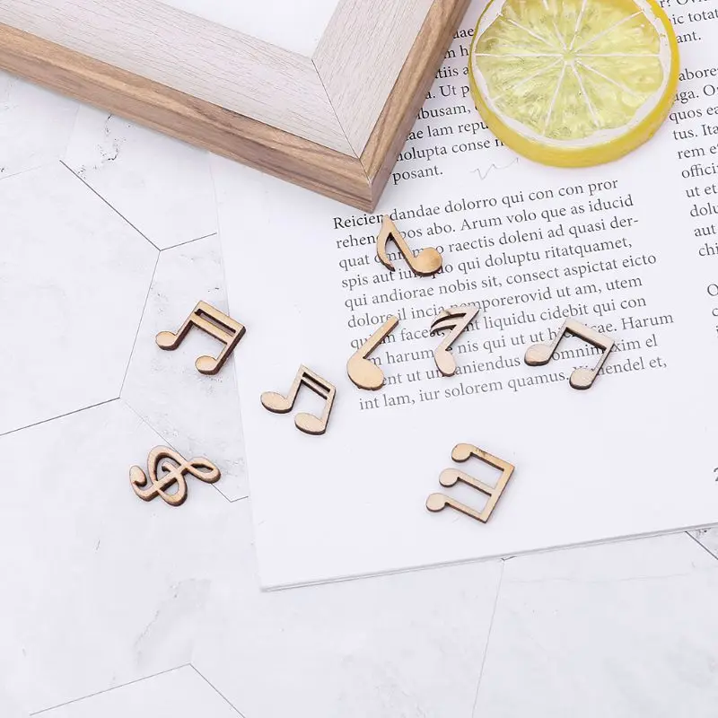 

100pcs Laser Cut Wood Music Note Embellishment Wooden Shape Craft Wedding Decor