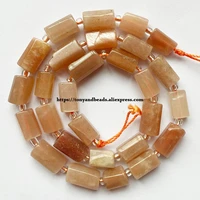 7 natural faceted peach sunstone cylinder spacer stone beads for jewelry diy making