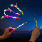 Бамбуковая Стрекоза светильник кой, ракета для стрельбы, Летающий парашют, небо, НЛО, ночная игрушка для детей, со светодиодной рогаткой