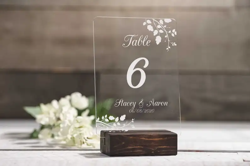 Personalized table number Acrylic Table numbers Wedding Signs Rustic Number with Stands | Дом и сад