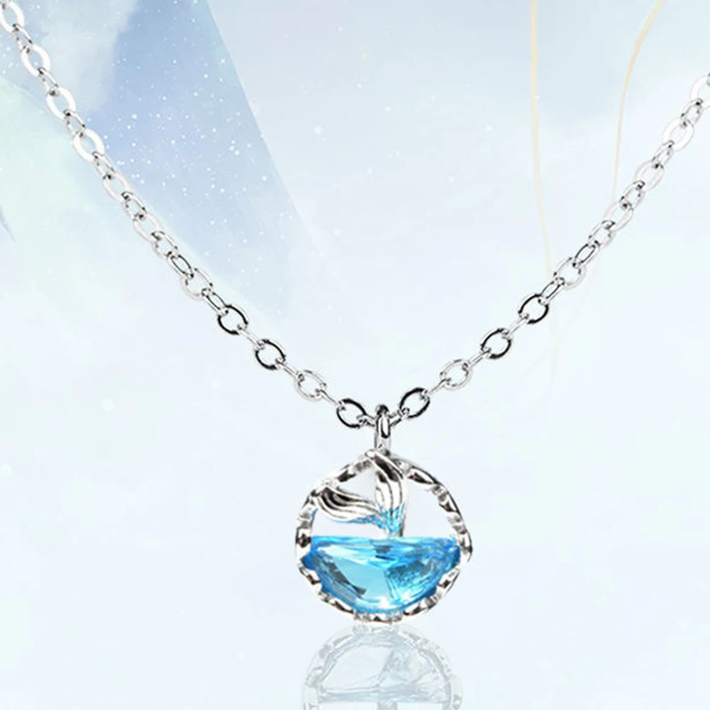 Женский Искусственный кристалл полые подвеска рыбий хвост ключица цепь ожерелье