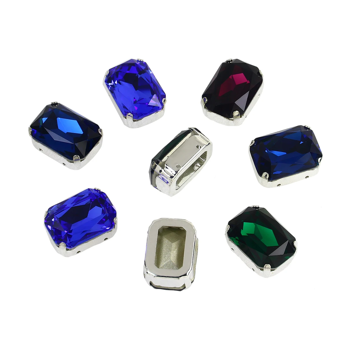 Прямоугольное Хрустальное стекло пришивные стразы с серебряными когтями Стразы