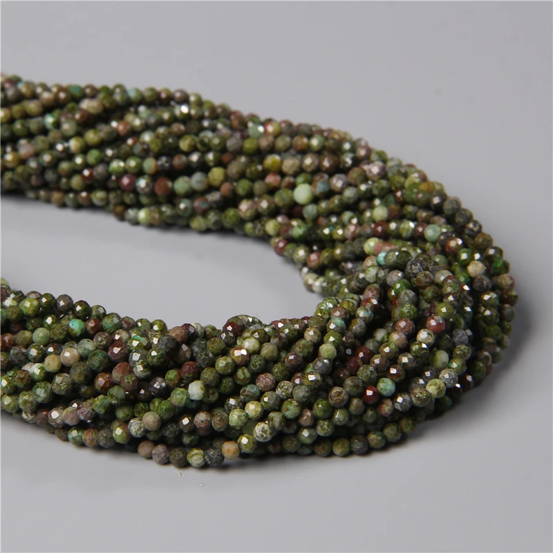 Reiki Natural Green Dragon Blood Stone Jaspers Gem Beads Faceted Loose Spacer Bead For Bracelet Necklace Jewelry Making Beadwork |