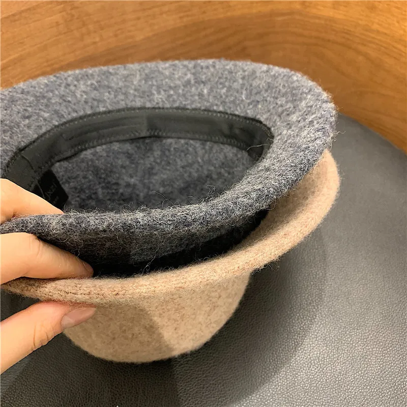 Autumn Winter Women Wool Bucket Hat 6 Colors Solid Dome Top Floppy Fishing Hats England All Match Caps Street Harajuku 56-58cm | Аксессуары