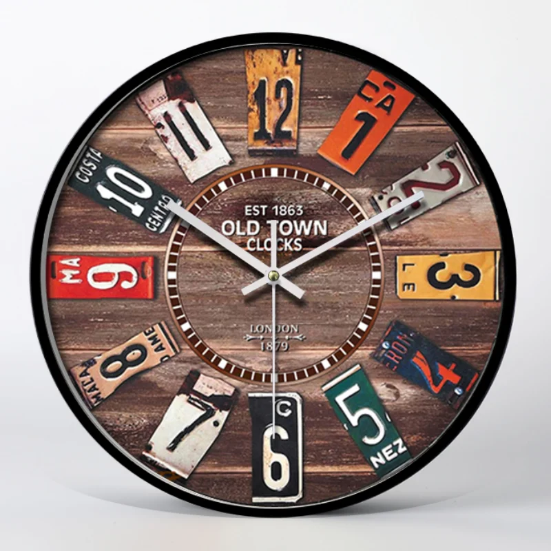 

Country Retro Wall Clock Nostalgic Creative Industrial Style Living Room Cafe Bar Personality Clock