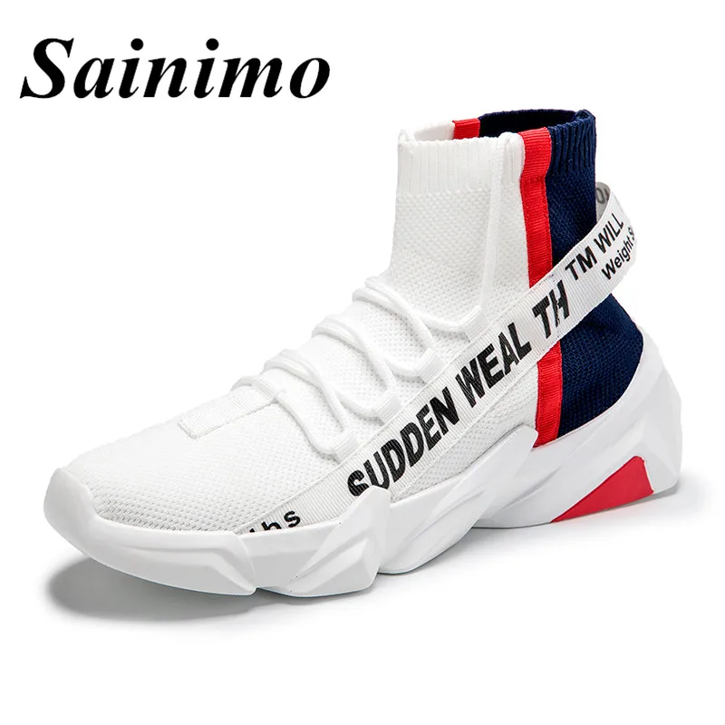 Осенняя модная мужская повседневная обувь с высоким массивным верхом Дышащие