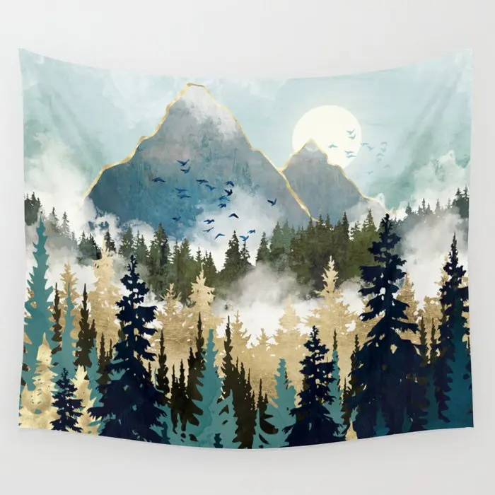

Misty Pines Wall Tapestry Background Wall Covering Home Decoration Blanket Bedroom Wall Hanging Tapestries