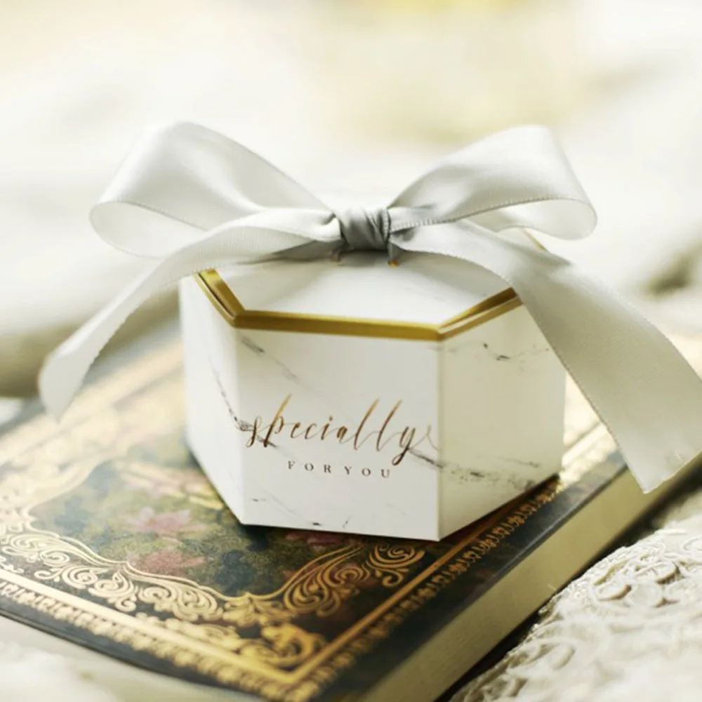 Новый Мрамор шестигранник для свадебных сувениров и сладкий подарок сумки