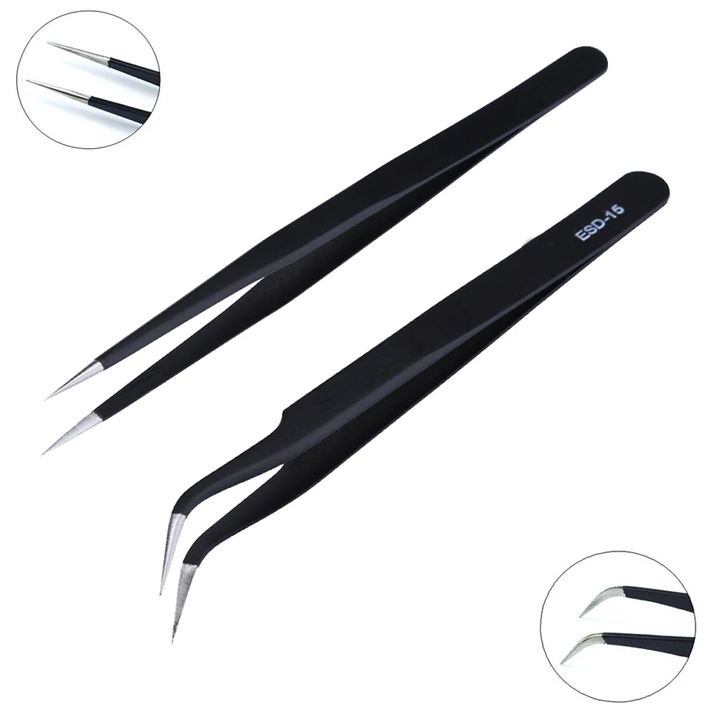 

Anti-static Precision Tweezers Set Pinzas Pincet Stainless Steel ESD Tweezer Electronics Repair Tools