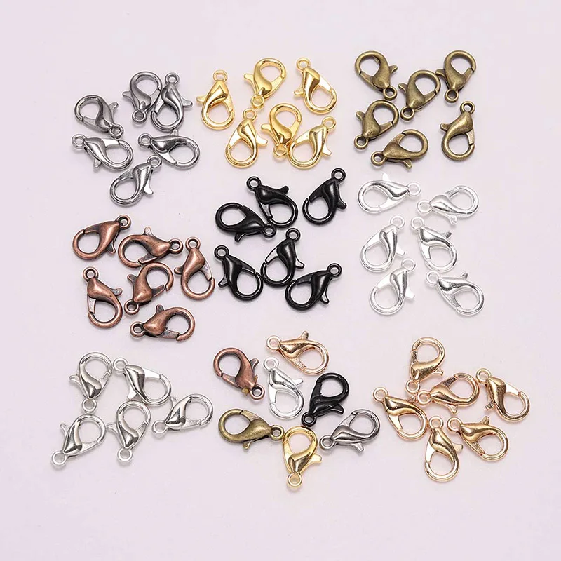 

50Pcs/Lot 5x10 6x12 7x14mm Gold Color Lobster Clasp Hooks Connector for DIY Necklace Bracelet Chain Jewelry Making Findings