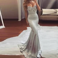 gray sweetheart long prom dress with lace neckline custom made sexy mermaid party prom dresses 2021 vestidos de gala