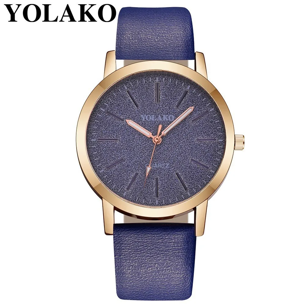 Dark Blue YOLAKO брендовые модные женские часы романтическое звездное небо Часы повседневные роскошные кожаные часы со стразами Relogio Feminino - Цвет: Dark Blue
