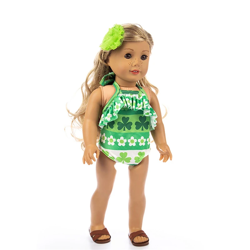 

Baby Doll Four Leaf Clover Neck Swimsuit Fashion Summer 43cm New Born Baby Doll Swim Clothes 18Inch Toys for Girls Doll Bikini