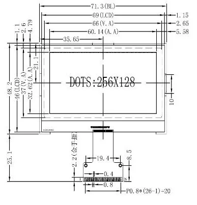 26PIN SPI COG LCM 256128 ЖК-экран ST75256 контроллер Белый/Синий Подсветка параллельная/интерфейс IEC