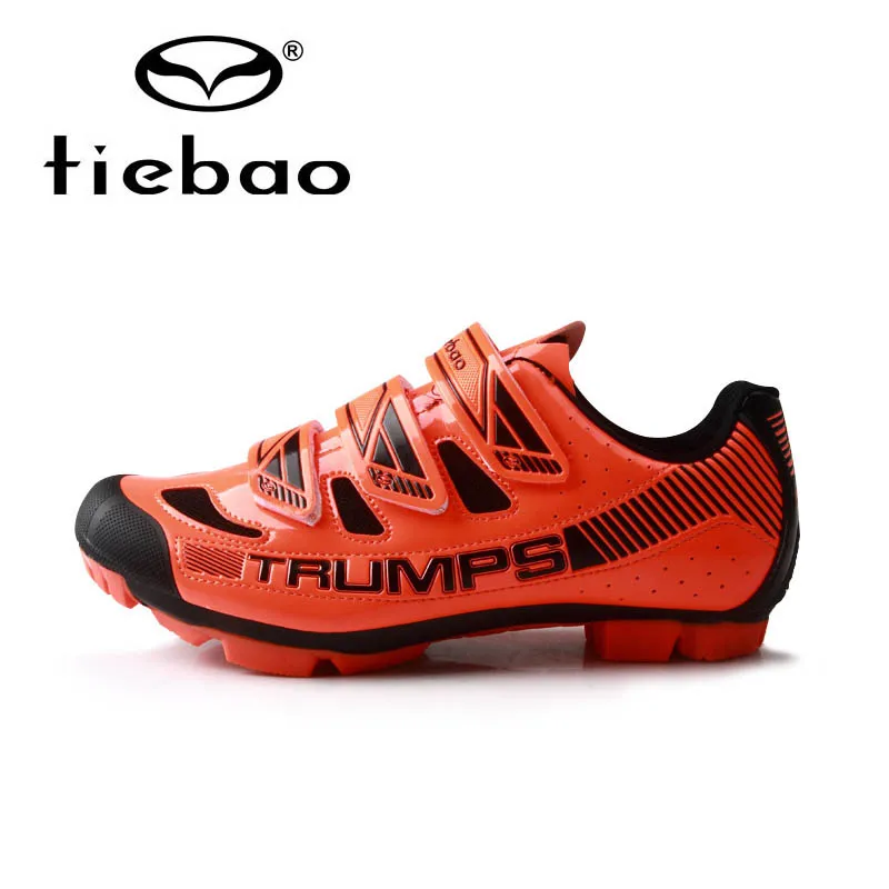 Оранжевый Велосипедная обувь Tiebao MTB дышащая велосипедная обувь мужская обувь для велоспорта самоблокирующаяся горный велосипед Нескользящая MTB обувь Zapatillas Ciclismo - Цвет: Оранжевый