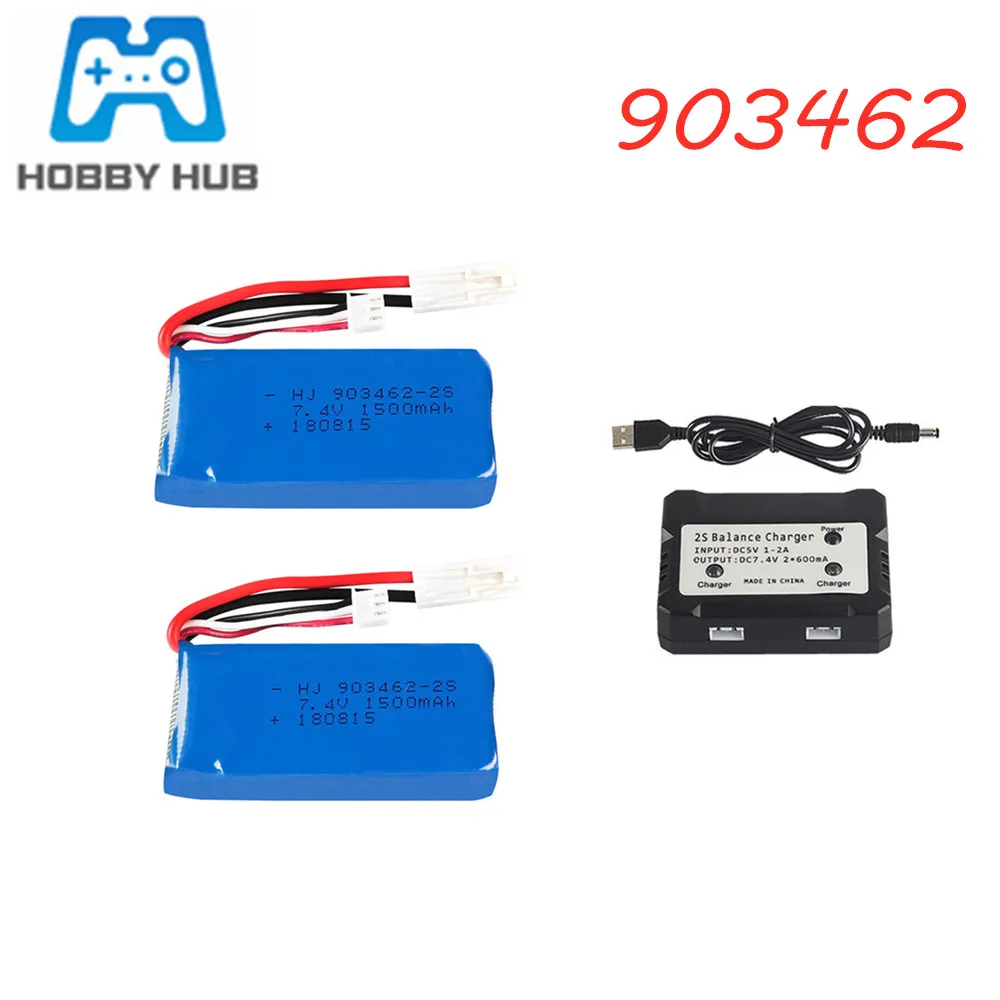 

7.4V 1500mAh 2800mAh Lipo Battery+Charger Set For Feilun FT009 RC Boat car Spare Part Li-po battery 2S EL-2P Plug #25C