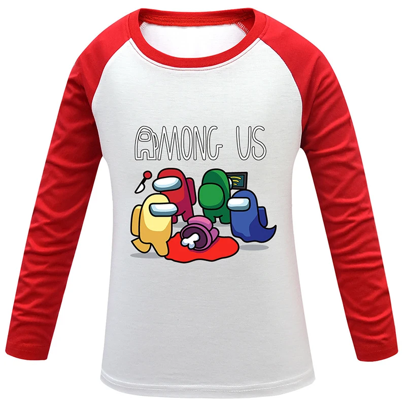 

2021 New Long Sleeve Tops for Kids Hot Game Among us Clothes Impostor Graphic Anime Printed Tops for Girls Clothes Boys Clothes