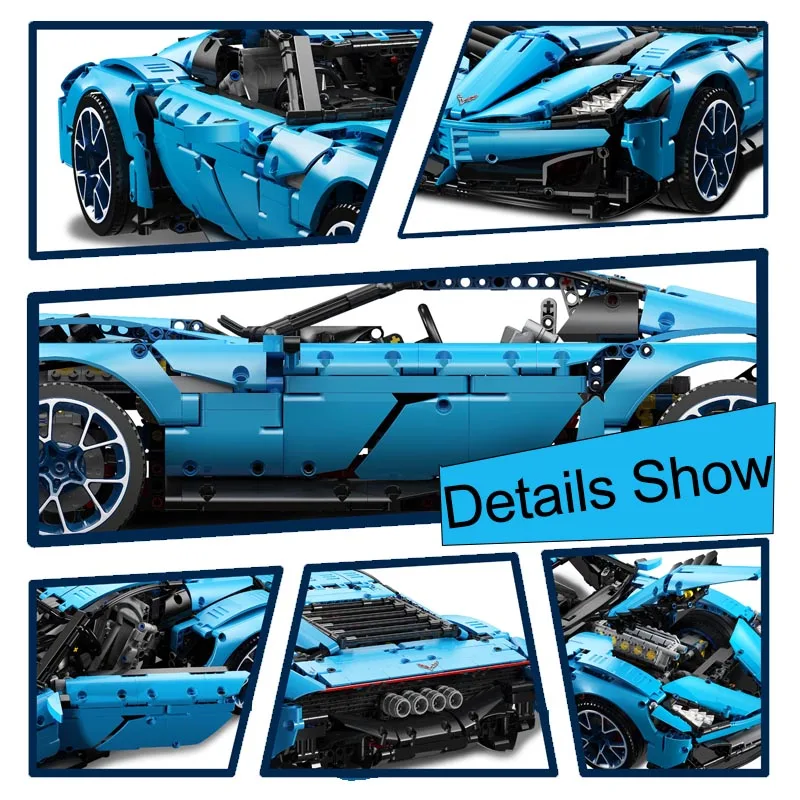 2700 шт. дизайнерские Corvettes Grand Sport Toro Azzurro супер автомобильные строительные блоки MOC