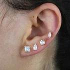 Простой 5A bling CZ серьги-гвоздики из чистого 925 пробы серебра в форме сердца, круглая, квадратная форма циркон серьги для девочек в Корейском стиле, серьги