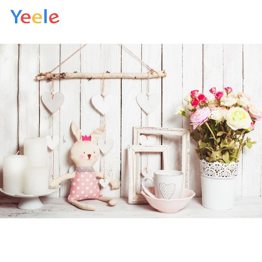 Фон для фотосъемки с изображением Счастливой Пасхи весны кролика цветка ребенка