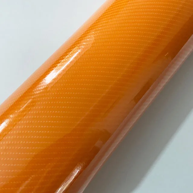 

Glossy 6D Orange carbon fiber vinyl film carbon fiber car wrap sheet Roll film tool Car sticker Decal