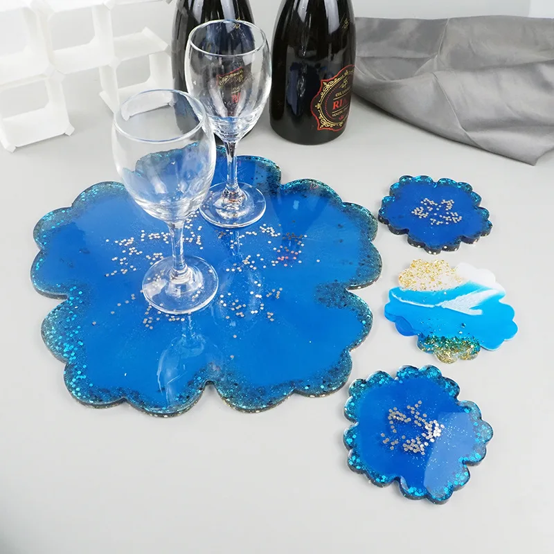 

1 Set Cherry Blossoms Flower Silicone Mold For DIY Coaster Compote Tray Epoxy Crystal Resin Coaster Art Crafts Casting Mold