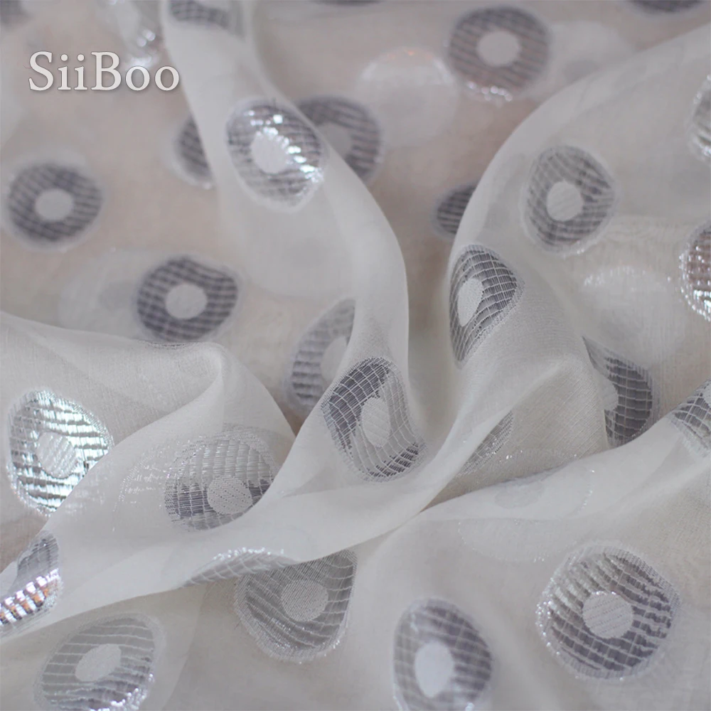 

American style gold silver metallic circle jacquard silk fabric for dress cloth tissue tela tecidos stoffen free shipping SP4314