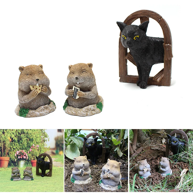 

Cat Gopher Ornament Set Lovely Resin Animals Figurines For Home Garden Courtyard Decoration Jardineria Decoracion Statue Jardin