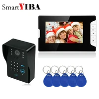 smartyiba 7 inch rfid access door phone intercom kits password code keypad ir camera video door bell for home security system