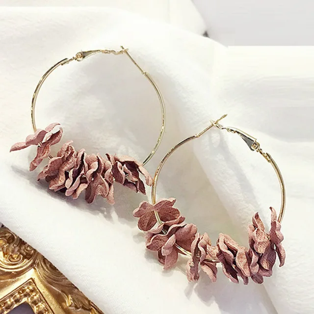 Новые модные красные розовые синие серьги в форме цветка обручи богемные