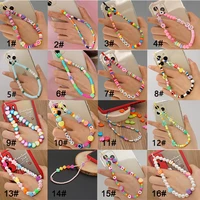 colorful mobile phone chain diy 33 colors smile acrylic beads pearl charm fruit star smile soft pottery summer jewelry for girls