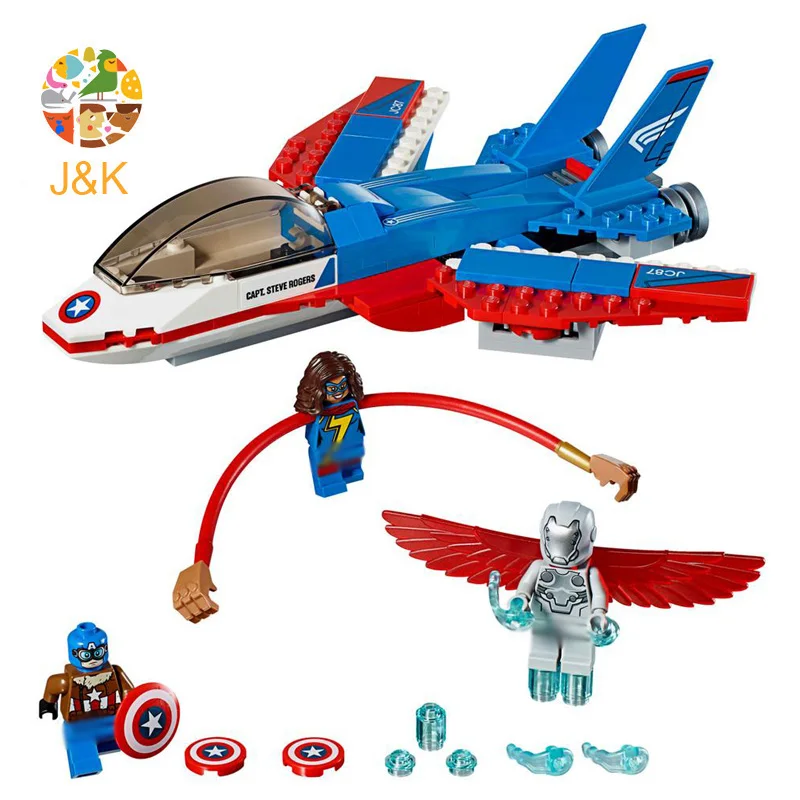 76076 Супер Герои серии Капитан Америка Jet Pursuit супер адаптоиды модель строительные