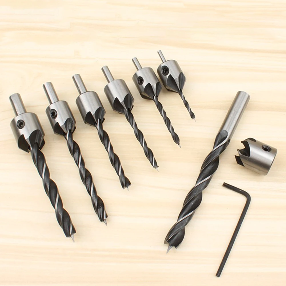 

7pcs 3-10mm Woodworking Set Countersink Wood Driver Screw Tap Drill Bit Reamer
