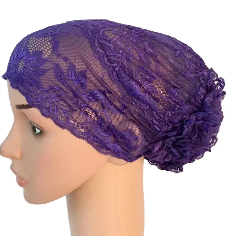 Женская мусульманская эластичная кружевная бандажная шапка мусульманские