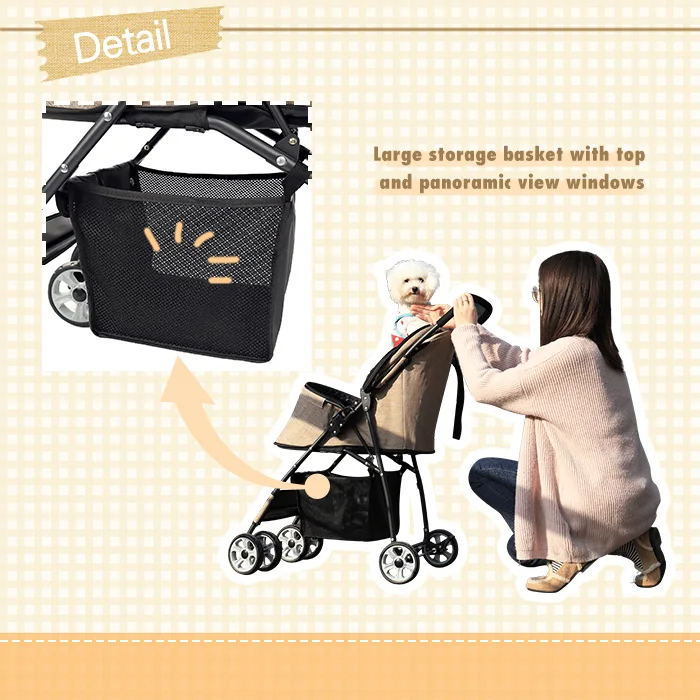 

Cat Stroller Foldable Dog Stroller with Removable Liner Storage Basket for All sizes Pet Multiple Colors Pet Suplies Outdoor
