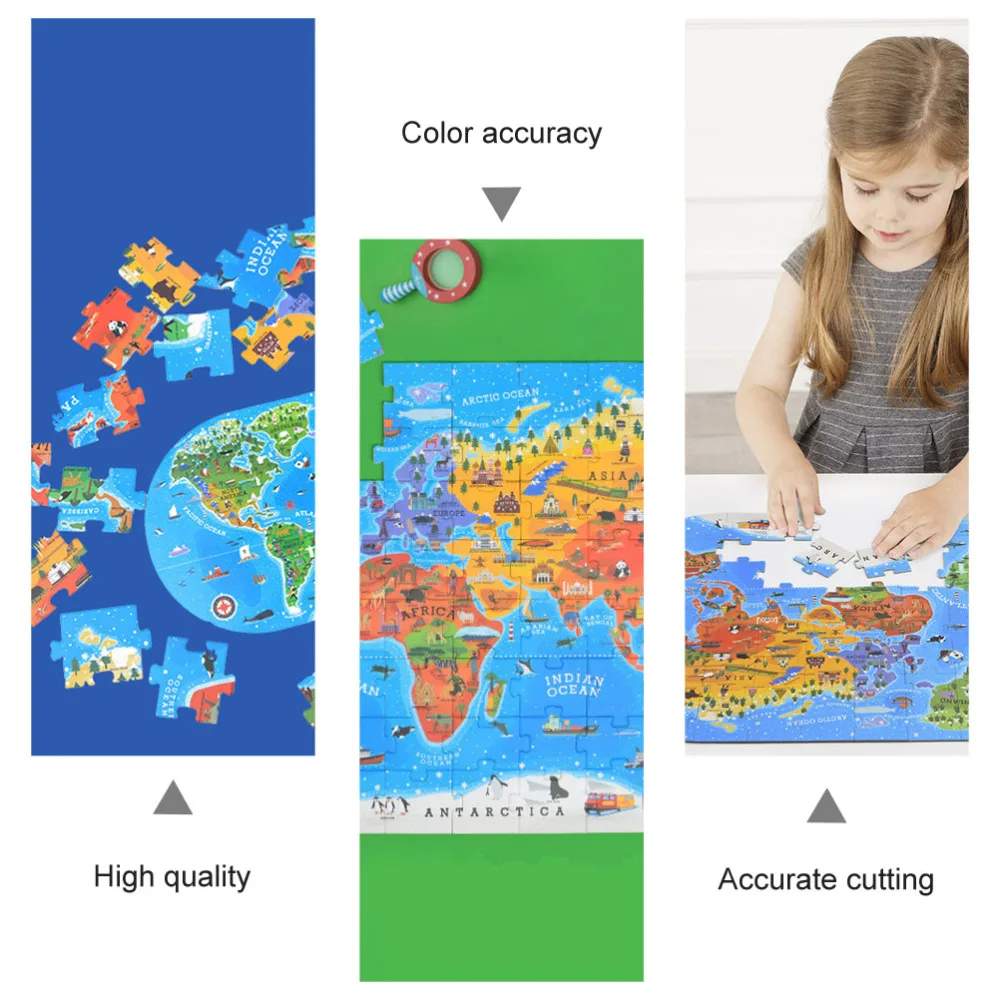 

1 Set World Map Jigsaw Puzzle Kids Educational Geography Recognition