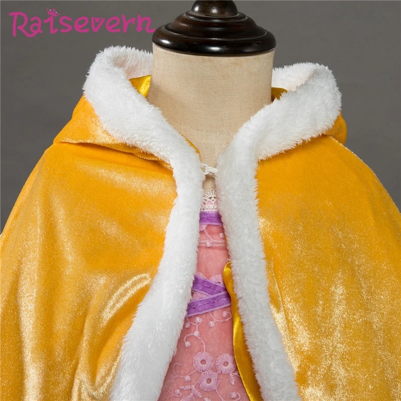 Raisvern/Зимний плащ с капюшоном для девочек лоскутное платье Эльзы костюм принцессы
