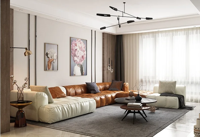 Секционный диван современного дизайна с шезлонг|Диваны для гостиной| |