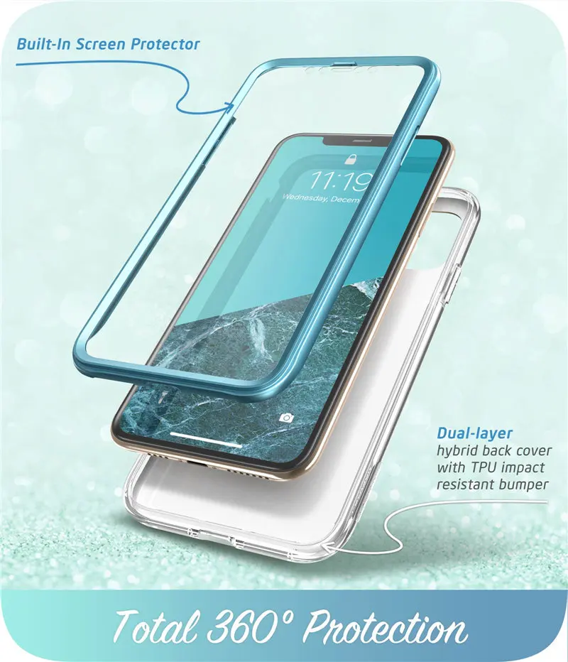 I-Blason для iPhone 11 Pro Max чехол 6,5 Дюймов() Cosmo полный корпус блестящий Мраморный бампер чехол со встроенной защитной пленкой