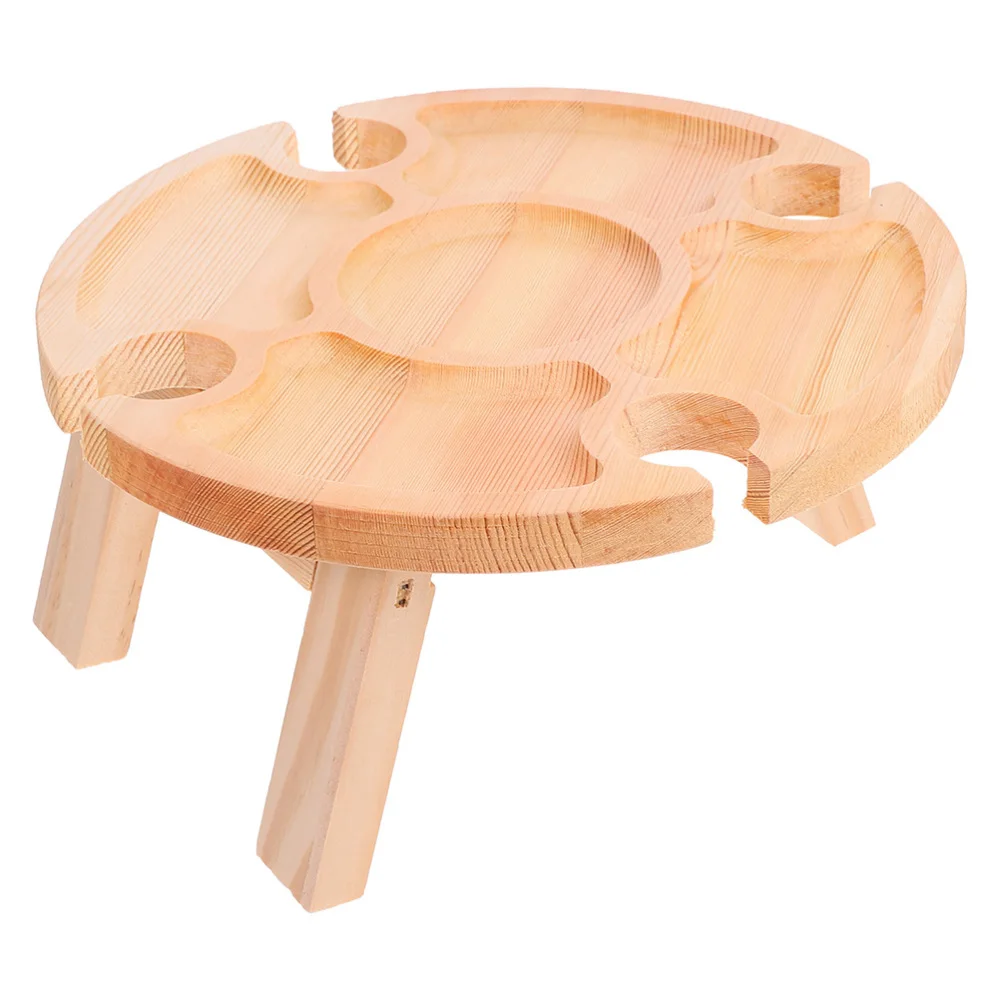 

1pc Outdoor Table Beach Folding Table Picnic Serving Desk (Log Color)