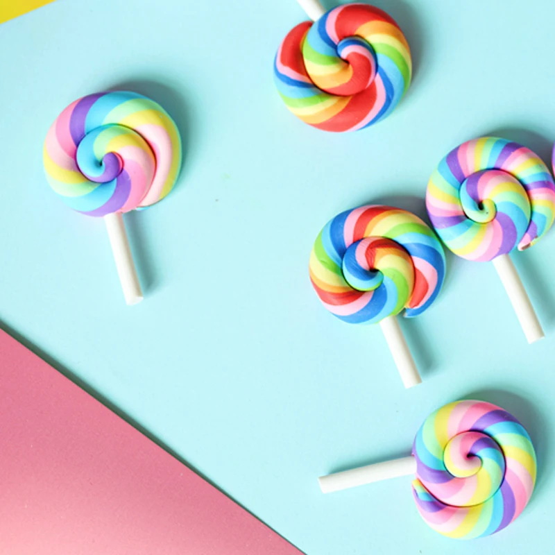 10 шт. миниатюрный спиральный Радужный леденец цветной яркий Крем Сахар случайный